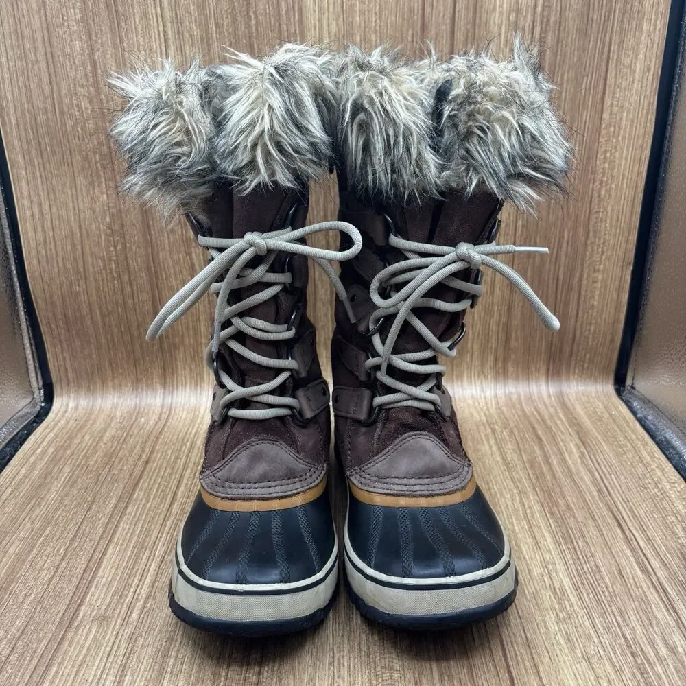 Sorel Joan of Arctic Snow Brown Waterproof Leather Boots NL1540 Women’s Size 6‎